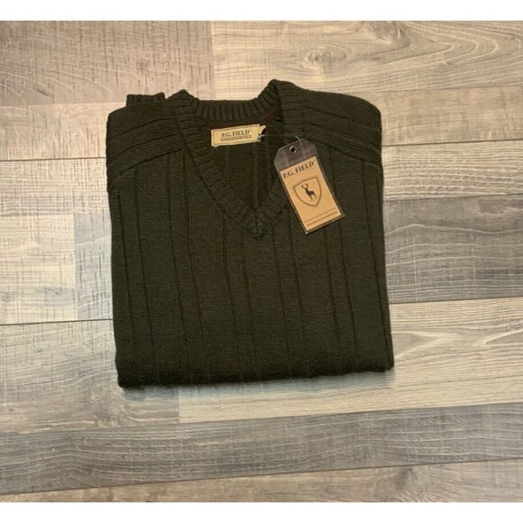 P.G.‎ Field Army Green Men's Jumper Sweater Size Medium NWT - Picture 10 of 11